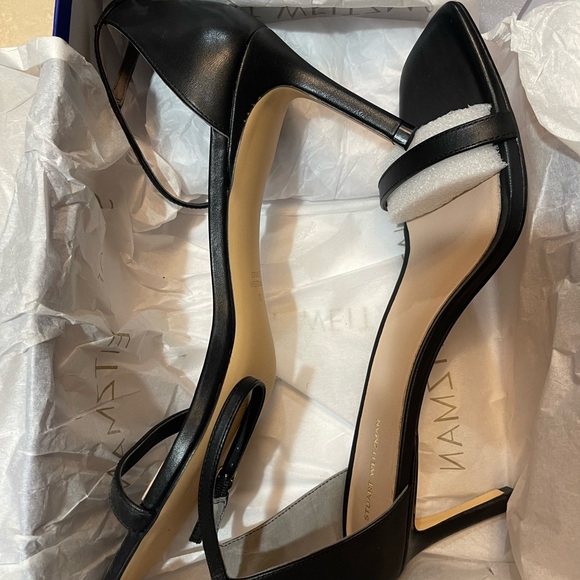 STUART WEITZMAN Amelina 75 Leather Ankle Strap Heel Sandals Black Size 12 US - Picture 8 of 9
